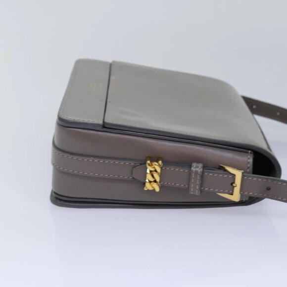 BURBERRY Shoulder Bag Patent leather Gray Gold Auth bs17639 - Picture 6 of 16